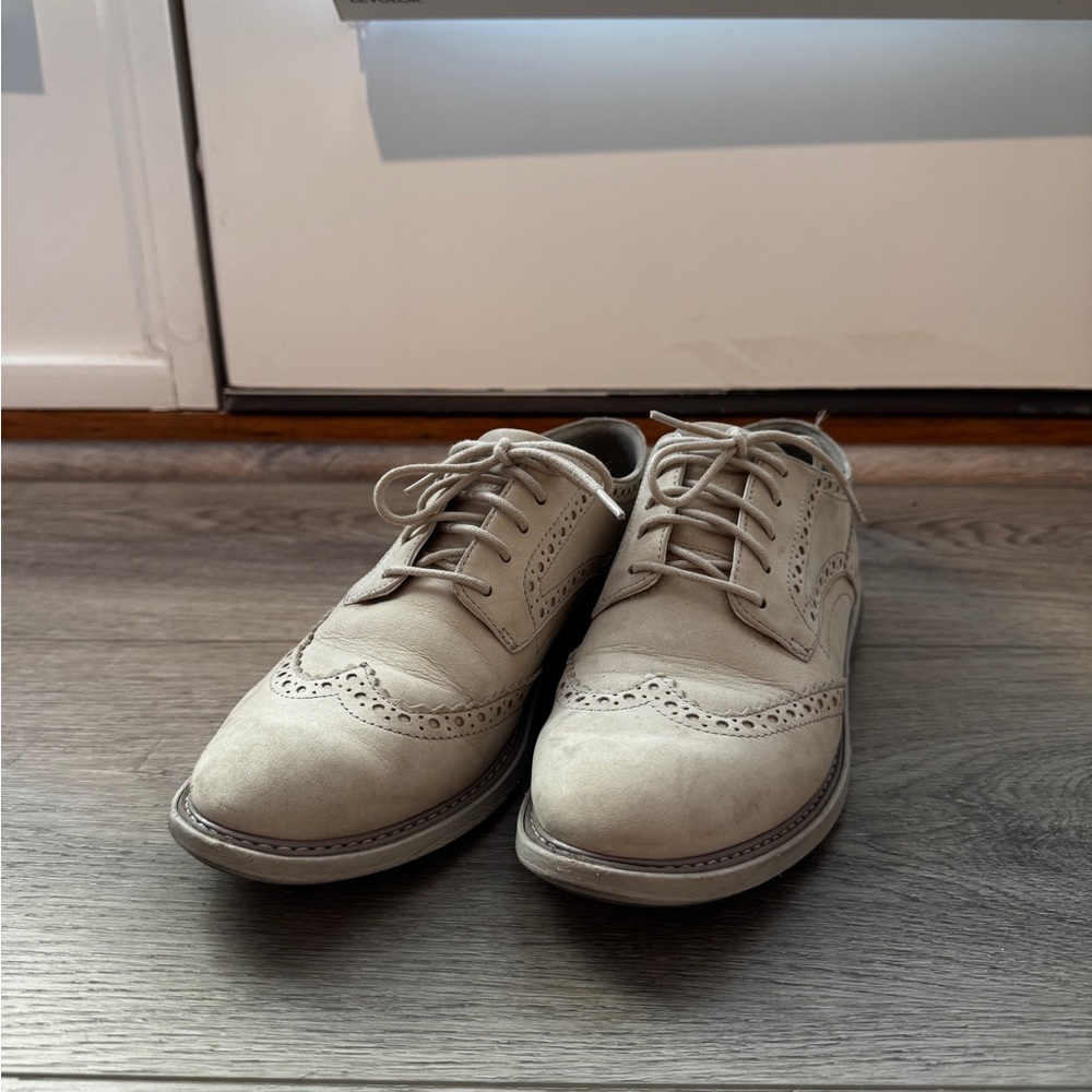 Cole Haan Cream Flats with Brogue Detailing